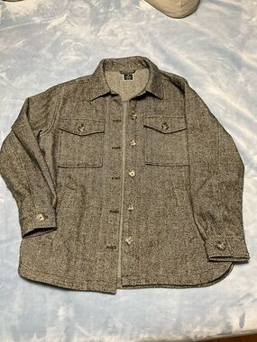 Women’s Herringbone Button-Up Jacket Shirt - Black and White
